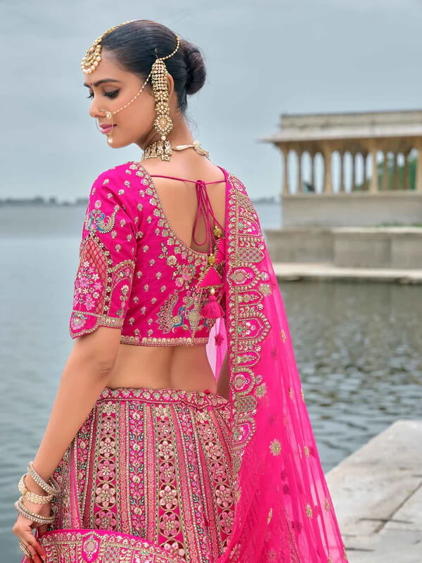 Elegant Pink Wedding Lehenga with Heavy Embroidery