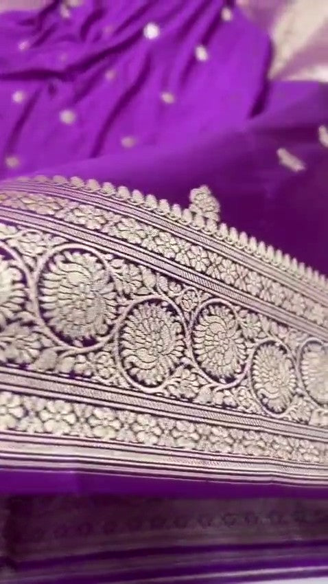 Purple Banarasi Mashru Soft Silk Saree