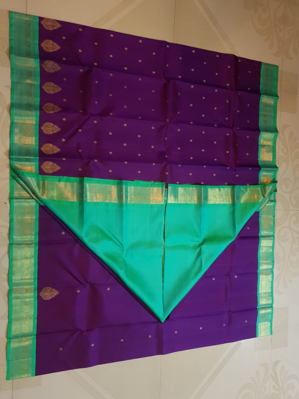 Purple Kanchipuram Handloom 4G Pure Gold Pattu Silk Saree