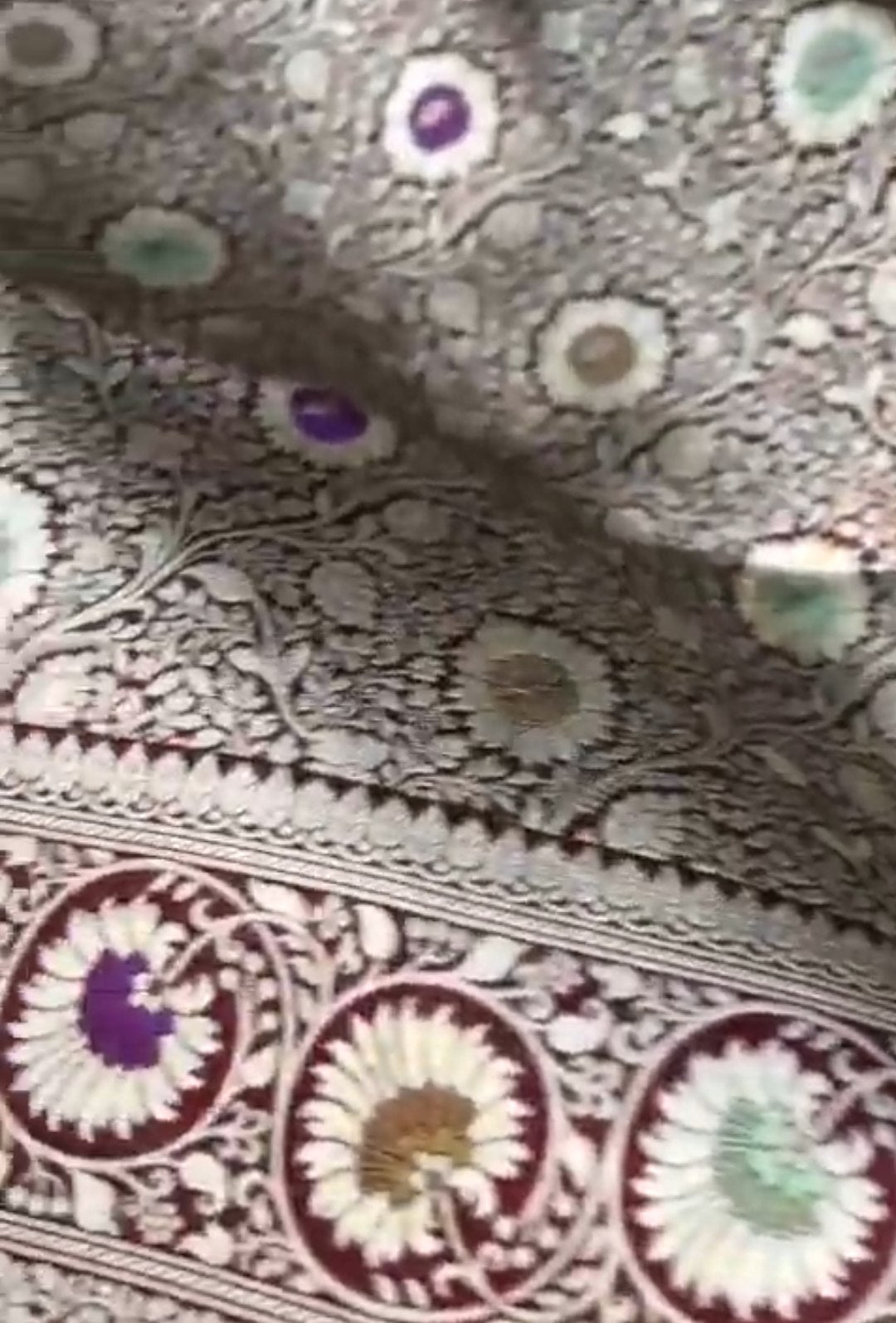 Wine Banarasi Handloom Katan Silk Meenakari Saree