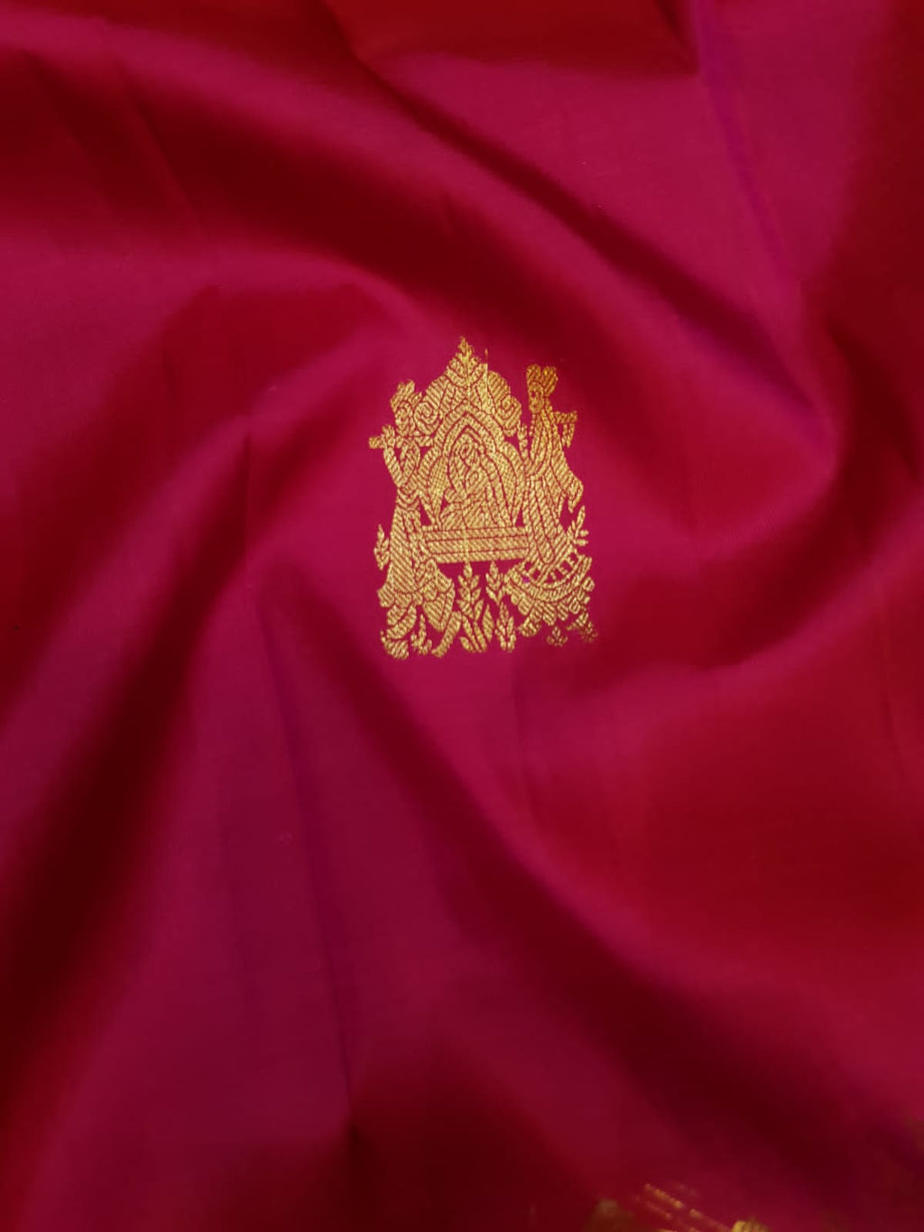 Dark Pink Kanchipuram Handloom 1G Gold Kalyana Pallakku Silk Saree
