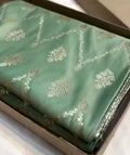 Powder Green Banarasi Satin Katan Silk Saree