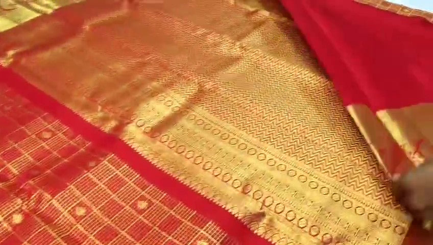 Red Kanchipuram Handloom Tissue Brocade Silk Bridal Saree