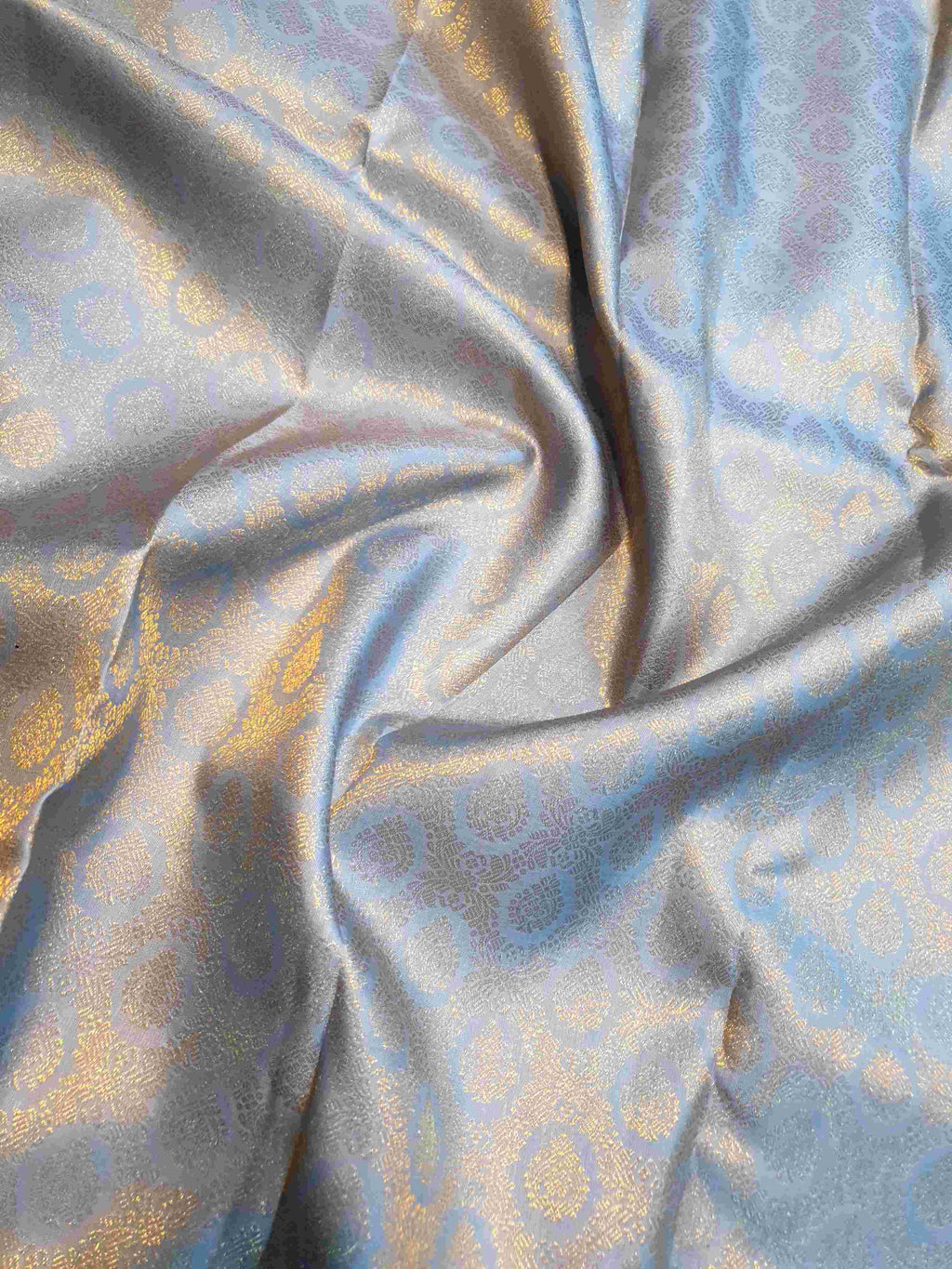 Powder Blue Kanchipuram Handloom 2G Gold Pattu Silk Saree