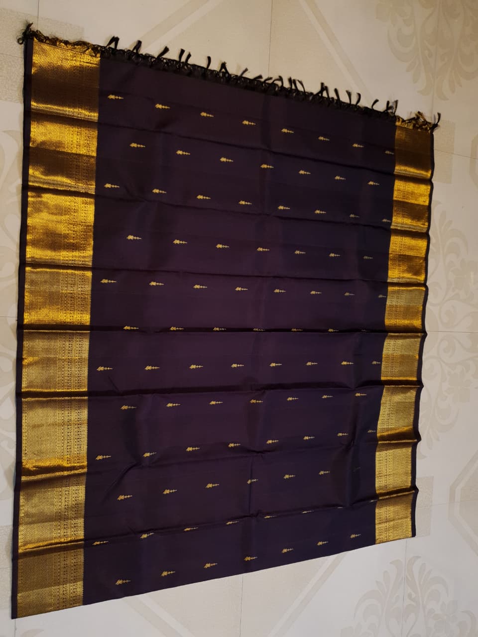 Dark Purple Kanchipuram Handloom 2G Gold Pattu Silk Saree