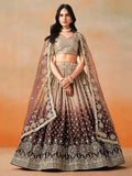 Beige-Brown Gradient Georgette Lehenga with Zari & Sequins