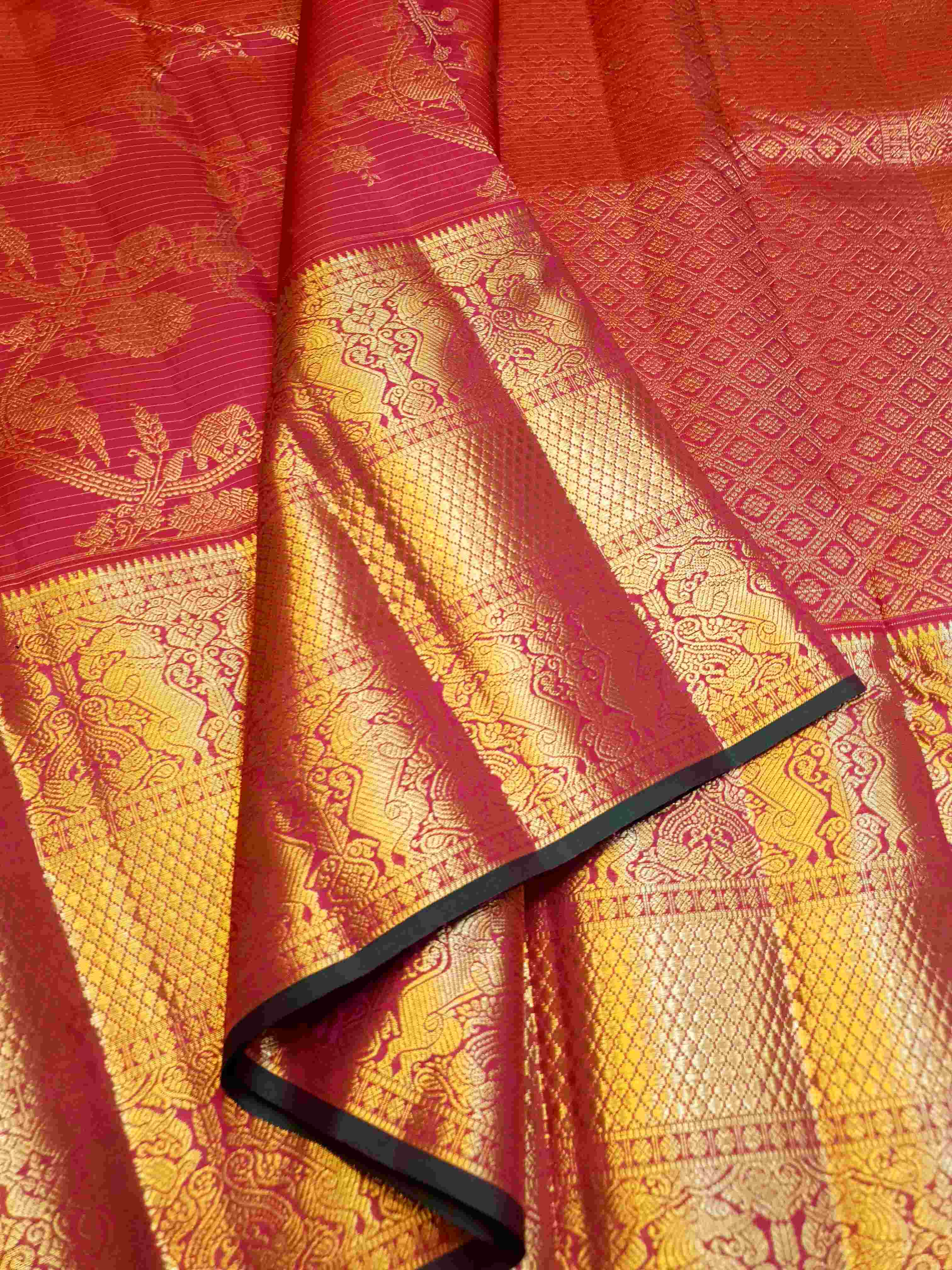 Dark Pink Kanchipuram Handloom 2G Gold Pattu Silk Saree