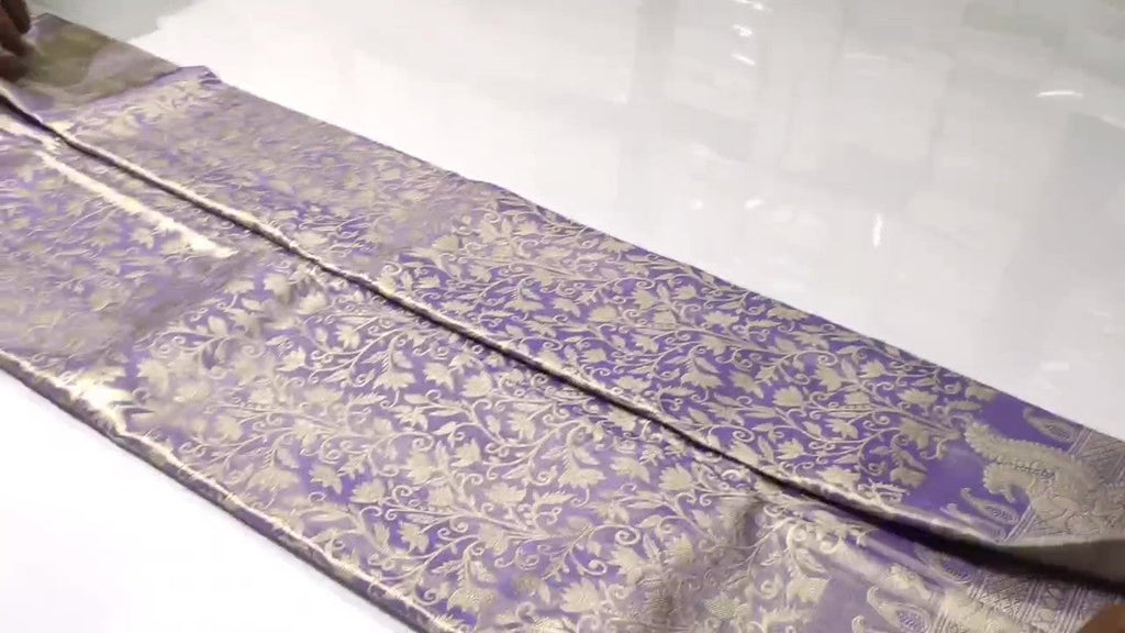 Lavender Kanchipuram Handloom Tissue Brocade Silk Saree