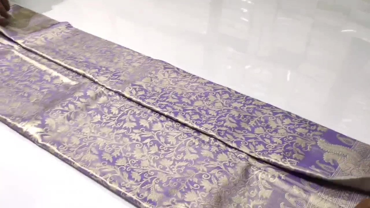 Lavender Kanchipuram Handloom Tissue Brocade Silk Saree