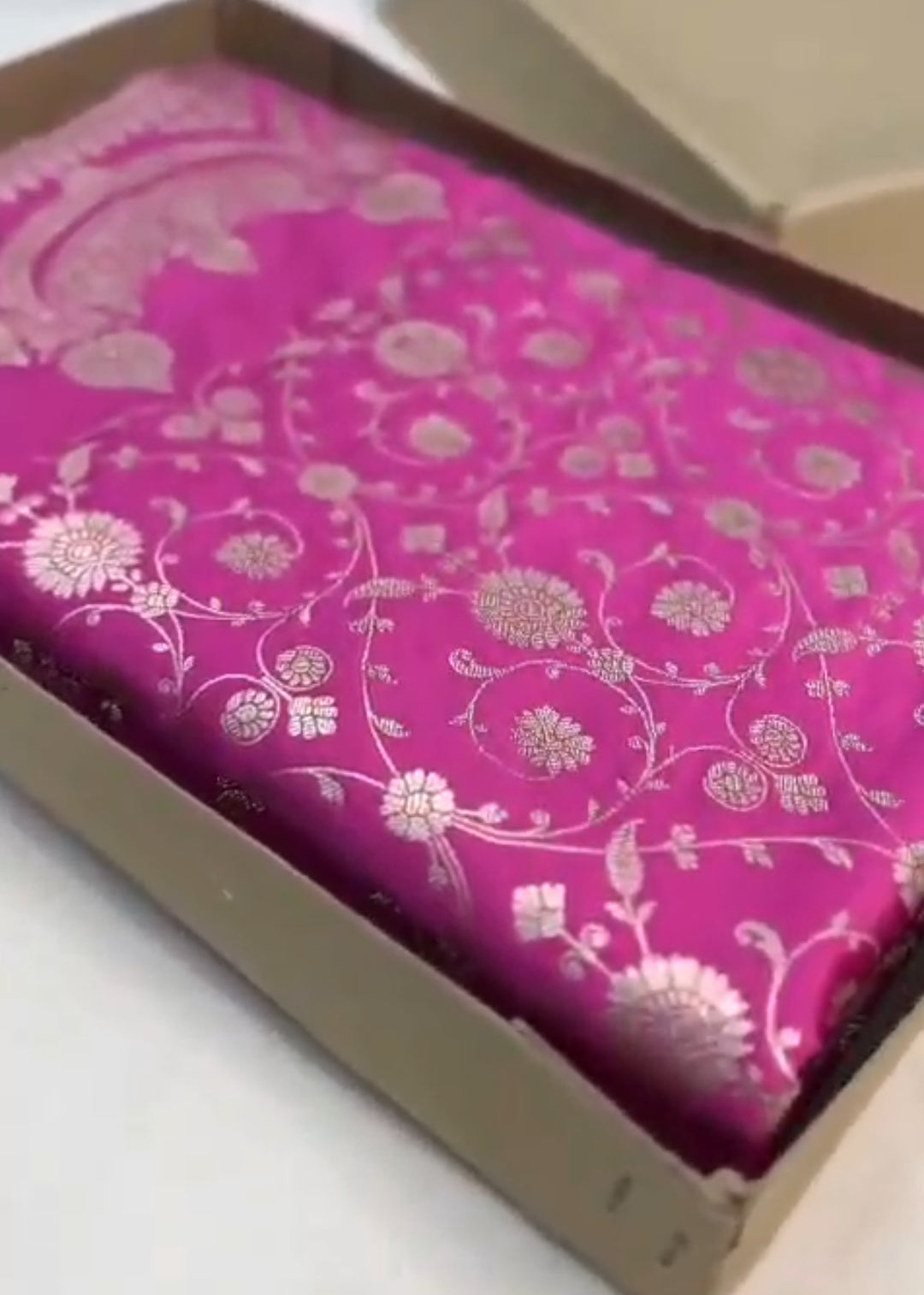 Onion Pink Banarasi Mashru Soft Silk Jangla Saree