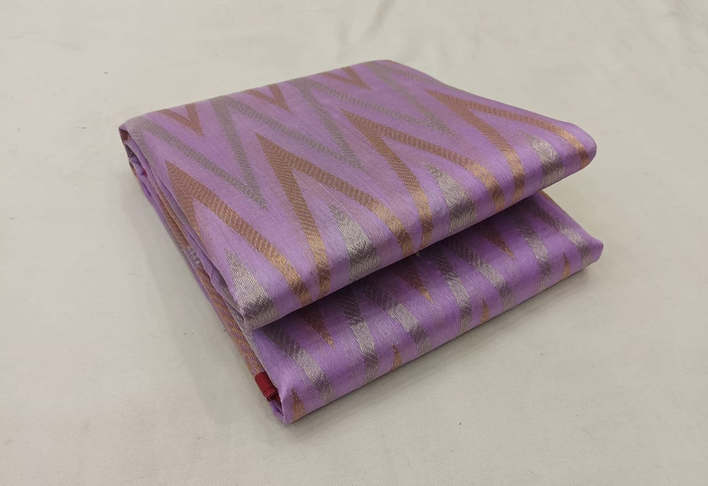 Lavender Chanderi Handloom Pattu Silk Handwork Saree