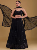 Black Designer Party Wear Lehenga with Sequins Embroidery