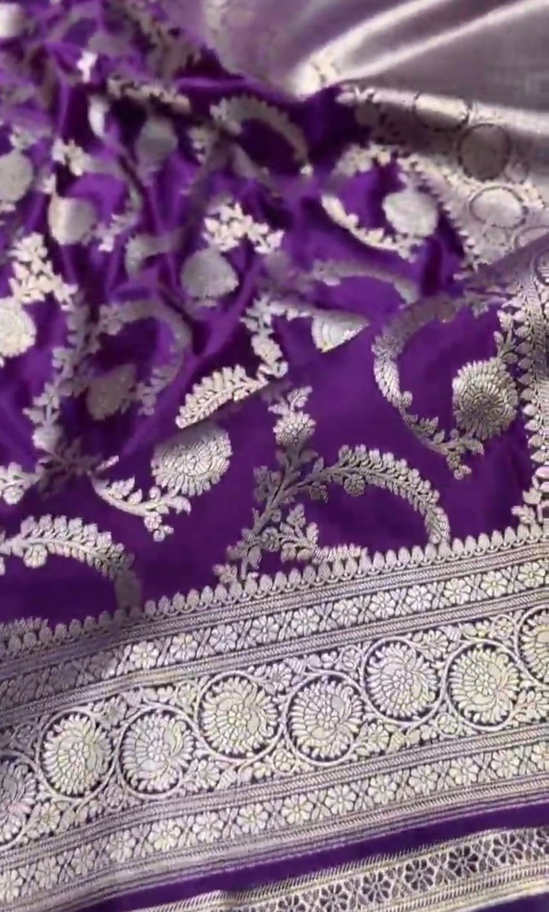 Purple Banarasi Mashru Soft Silk Saree