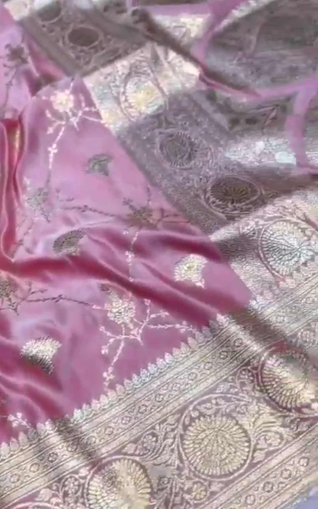 Pink Banarasi Satin Katan Silk Saree