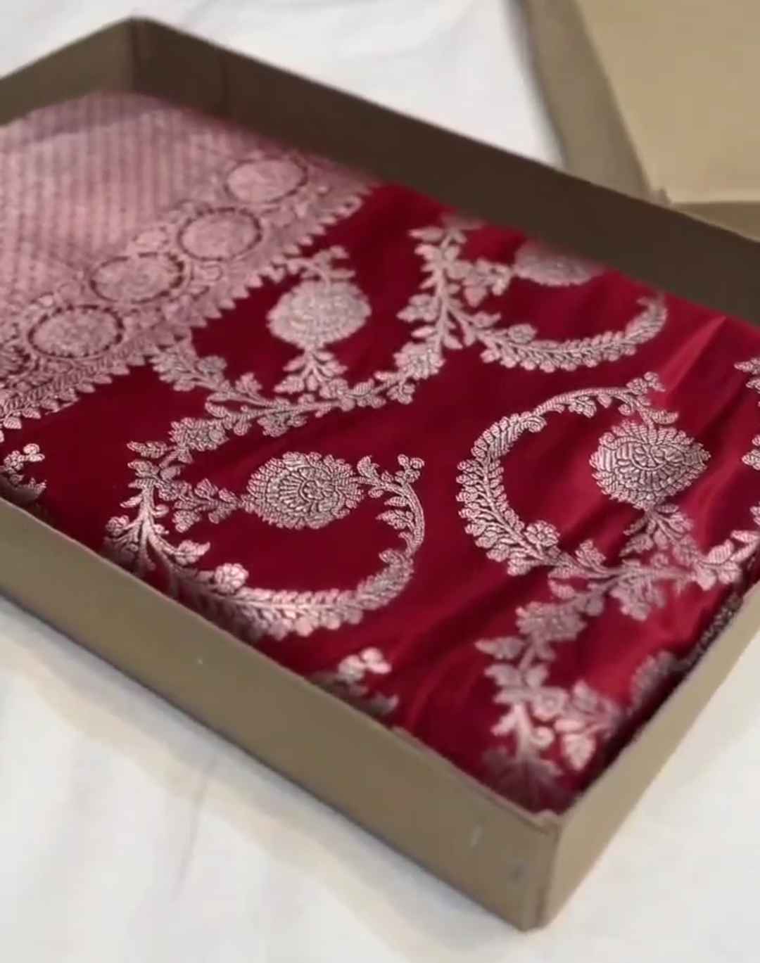 Rustic Red Banarasi Mashru Soft Silk Saree
