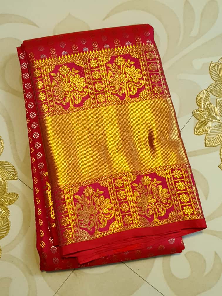 Dark Pink Kanchipuram Handloom 2G Gold Bridal Silk Saree