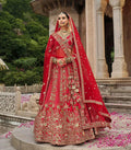 Modern Cornel Red Wedding Lehenga with Dual Dupattas