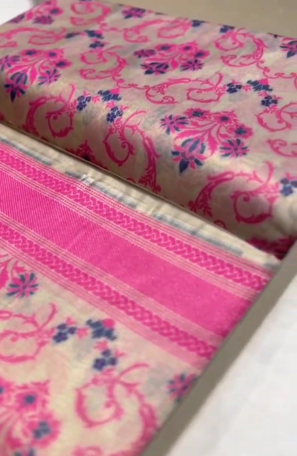 Beige Banarasi Soft Tissue Silk Meenakari Saree