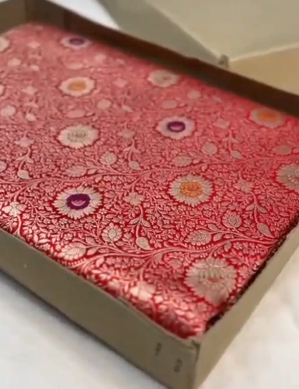 Red Banarasi Handloom Katan Silk Meenakari Saree