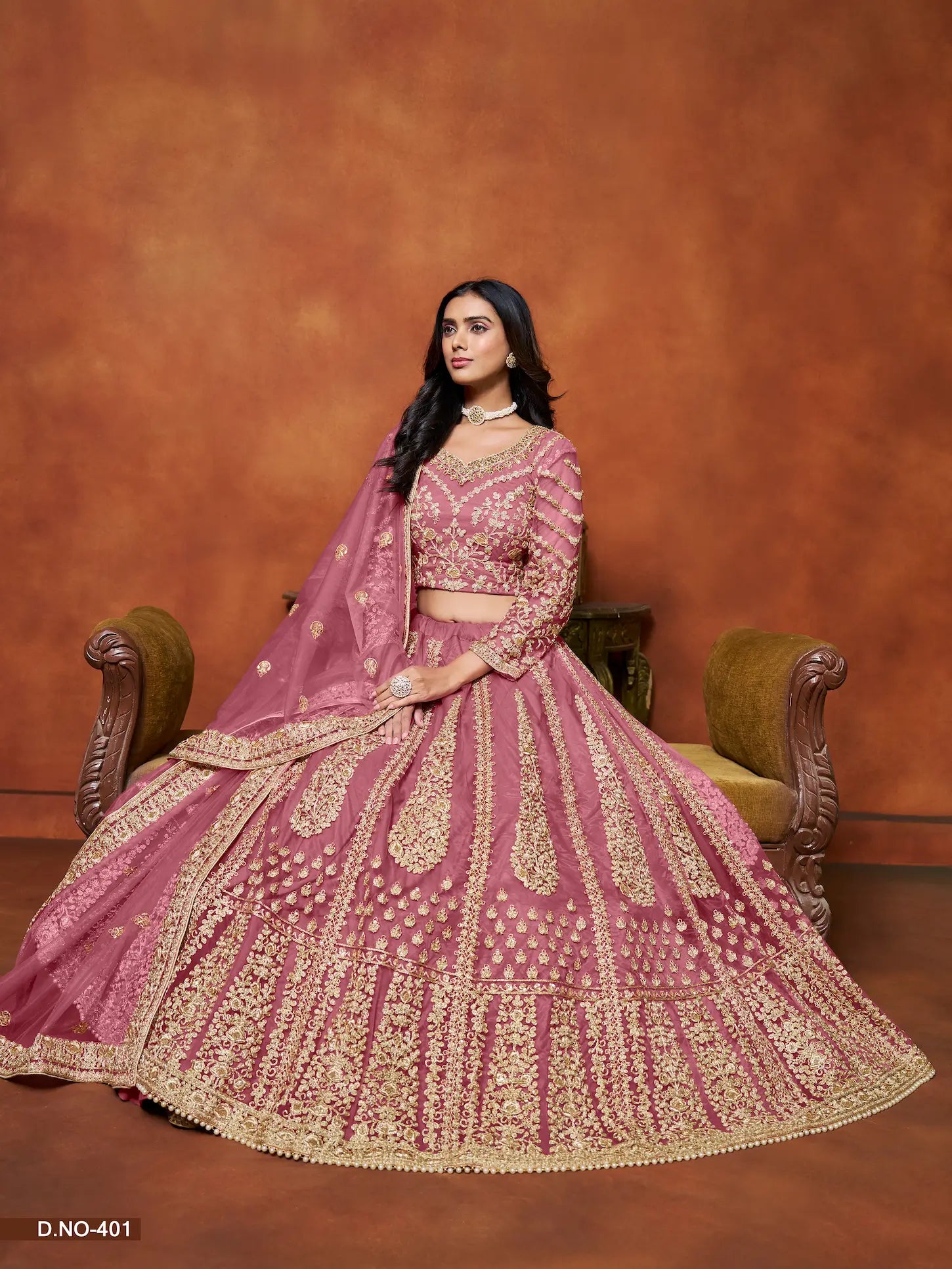 Light Pink Sequence Embroidered Net Lehenga Choli