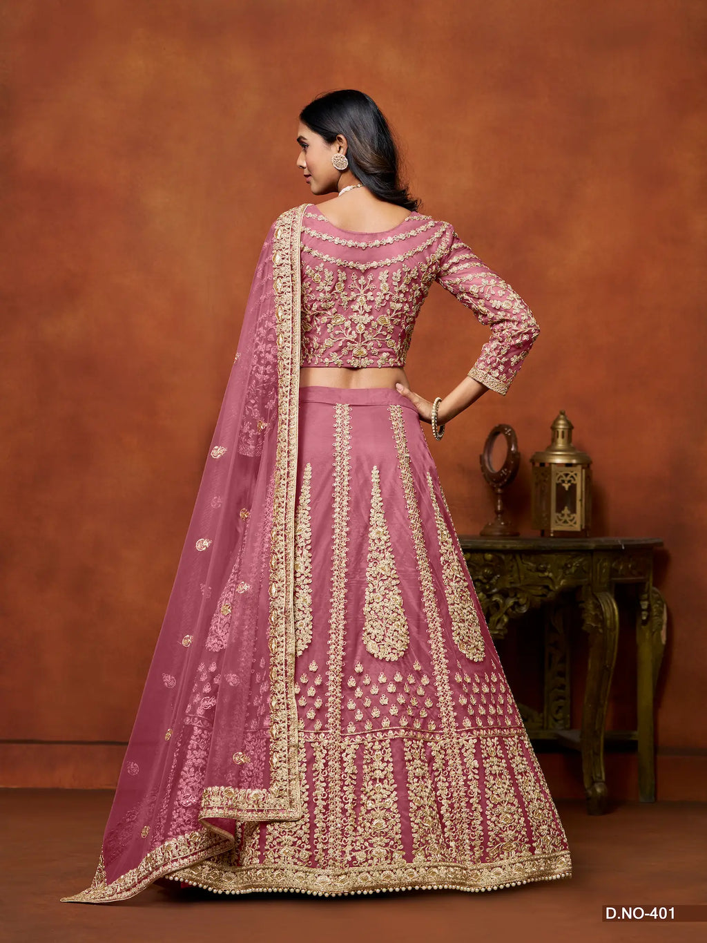Light Pink Sequence Embroidered Net Lehenga Choli