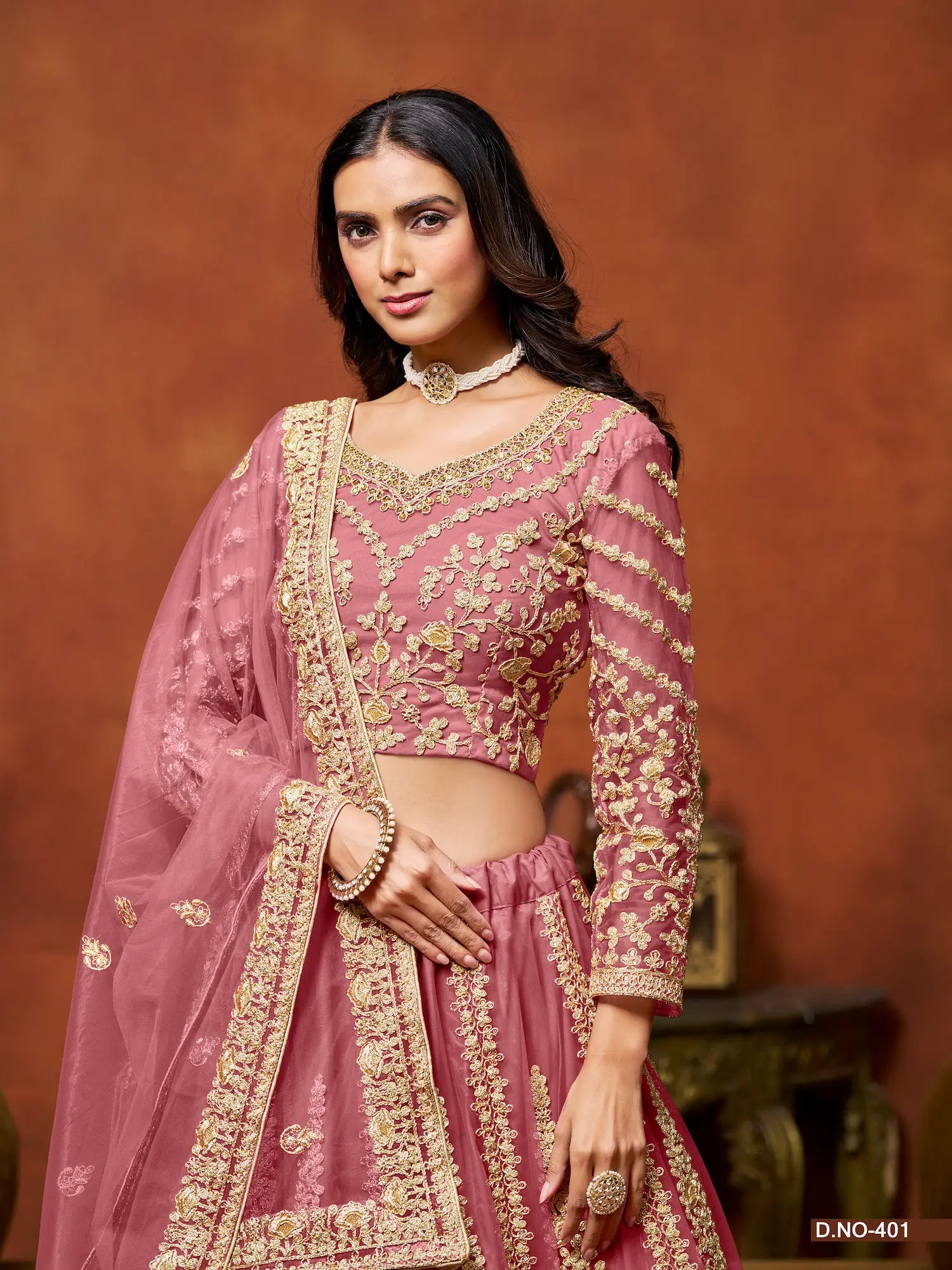 Light Pink Sequence Embroidered Net Lehenga Choli