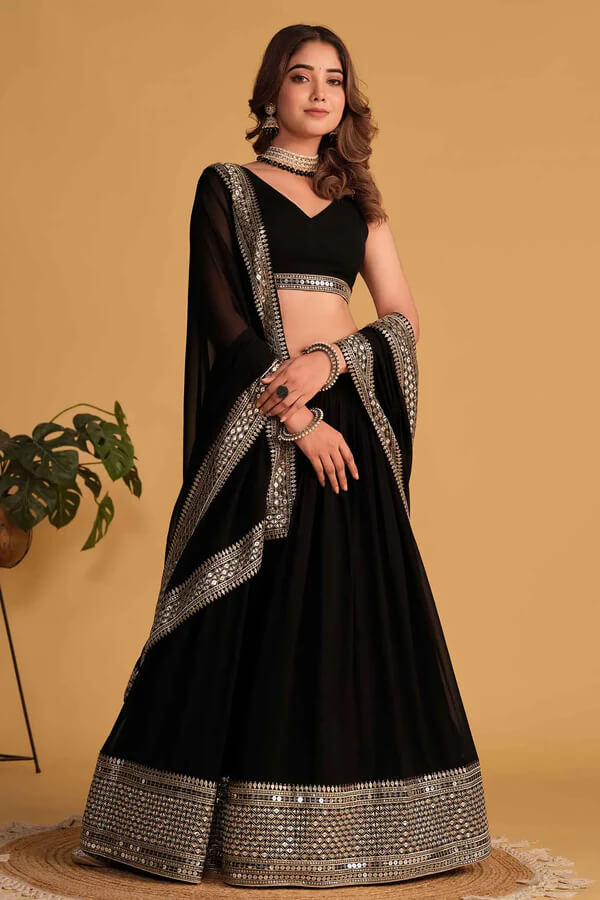 Designer Black Lehenga Choli with Dupatta