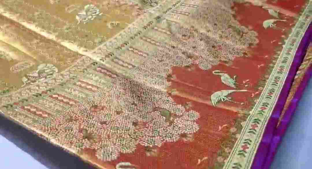Gold Kanchipuram Handloom Tissue Brocade 1G Gold Bridal Saree
