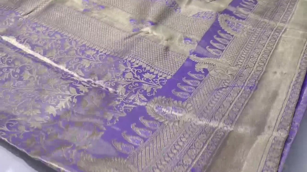 Lavender Kanchipuram Handloom Tissue Brocade Silk Saree