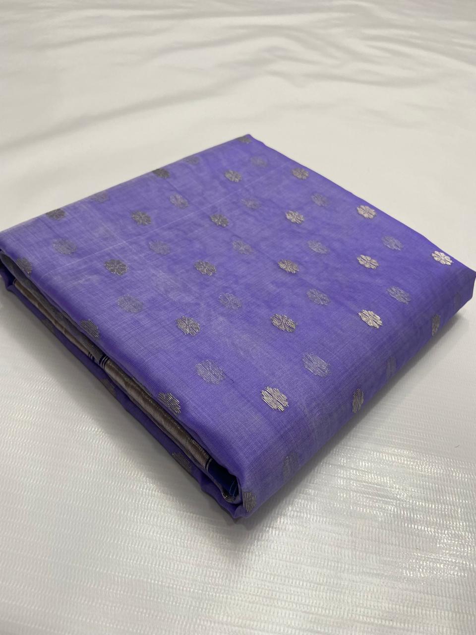 Lavender Chanderi Handloom Katan Silk Saree