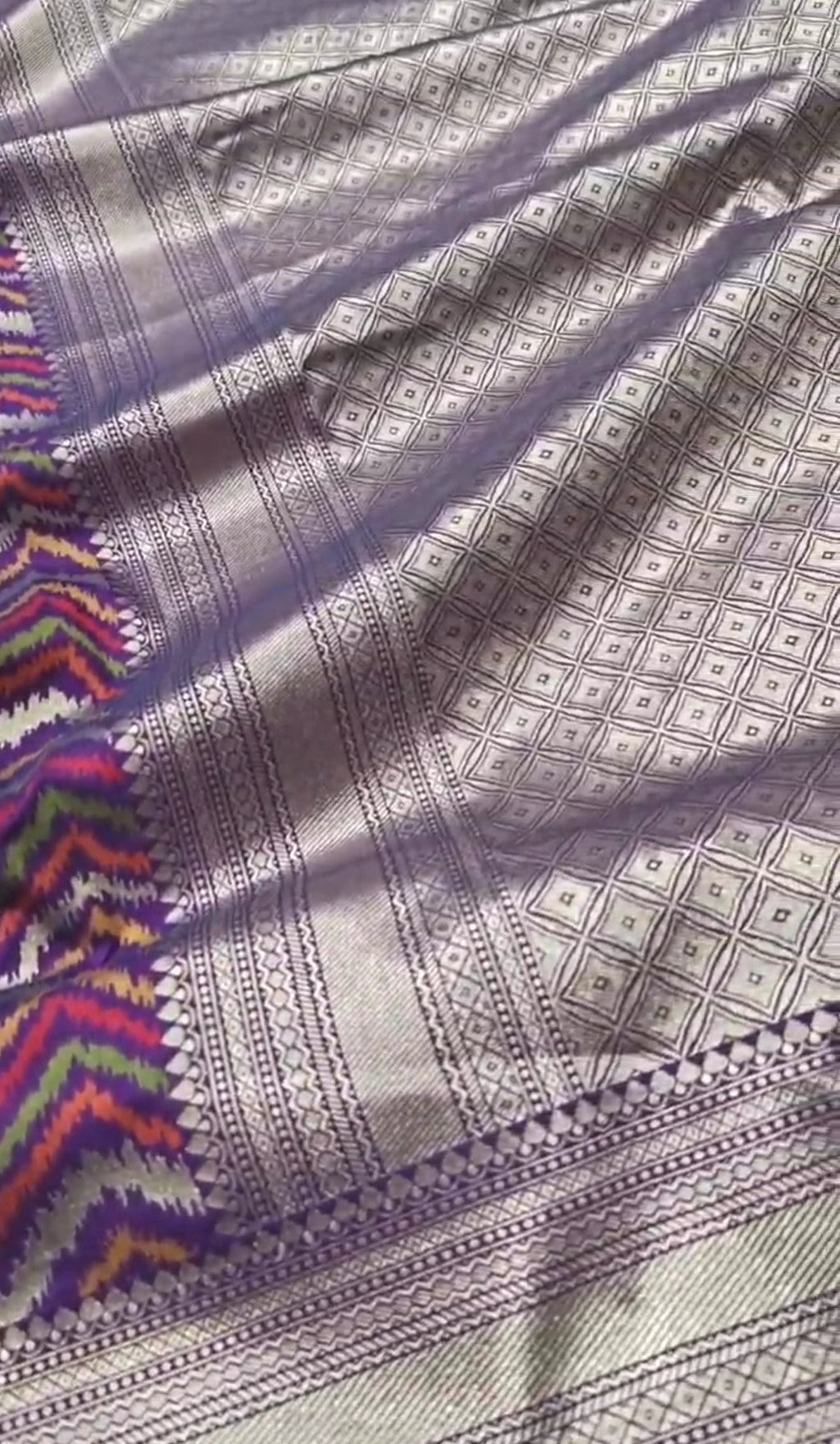 Purple Banarasi Soft Katan Silk Lehriya Saree