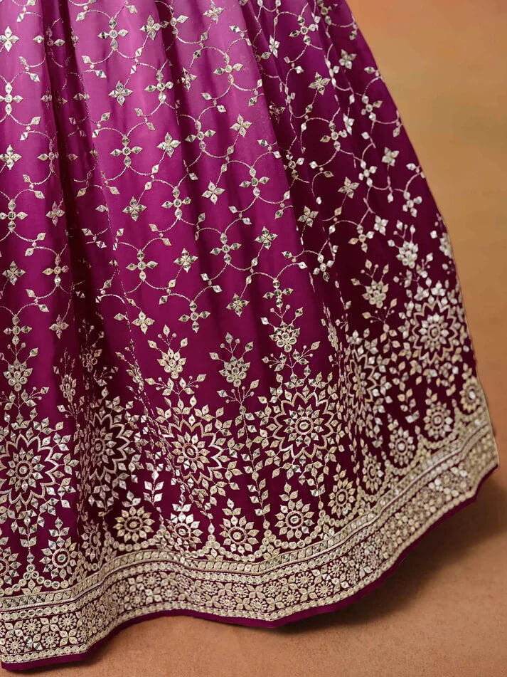 Rani Pink Georgette Lehenga with Zari & Sequins Work