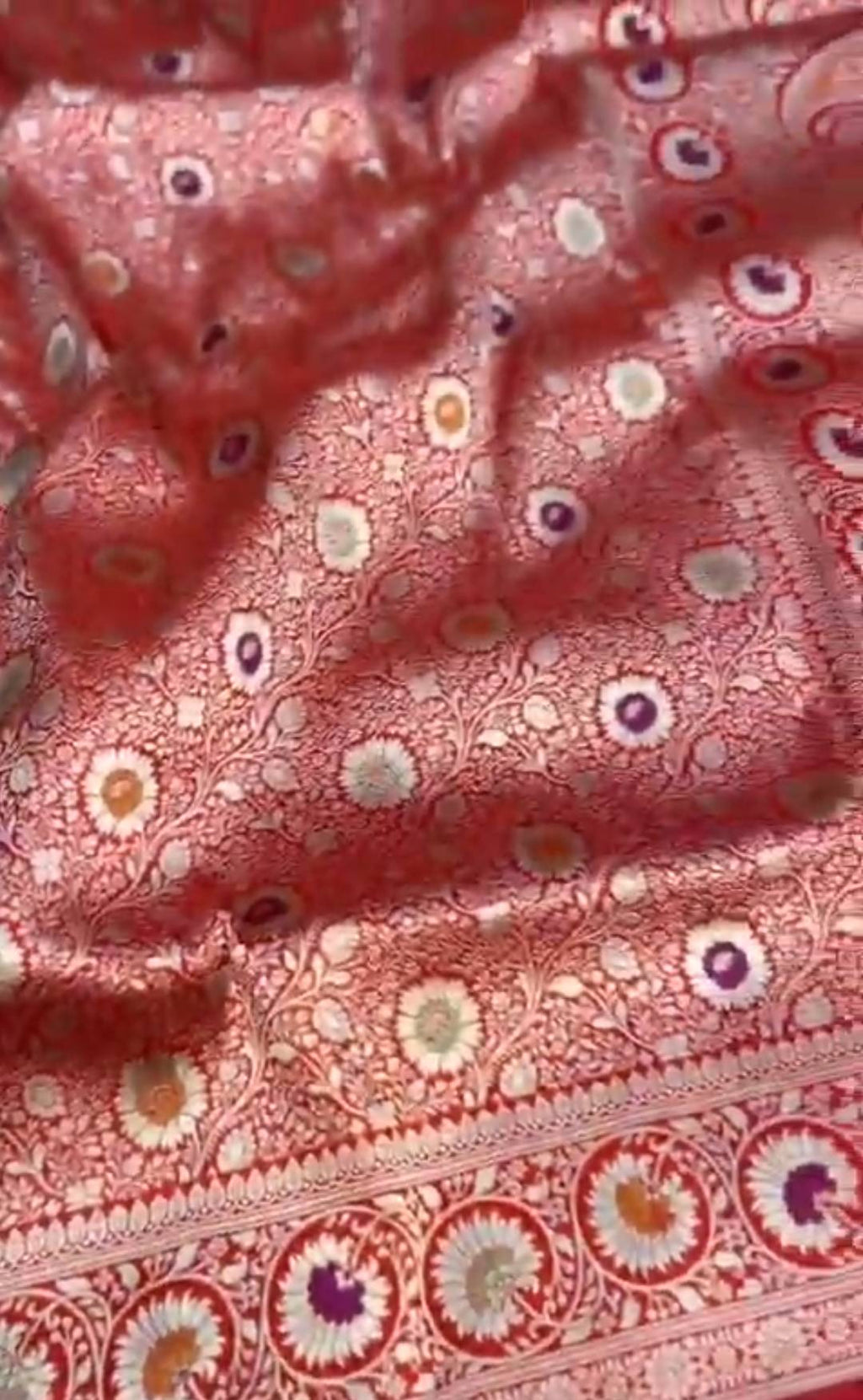 Red Banarasi Handloom Katan Silk Meenakari Saree