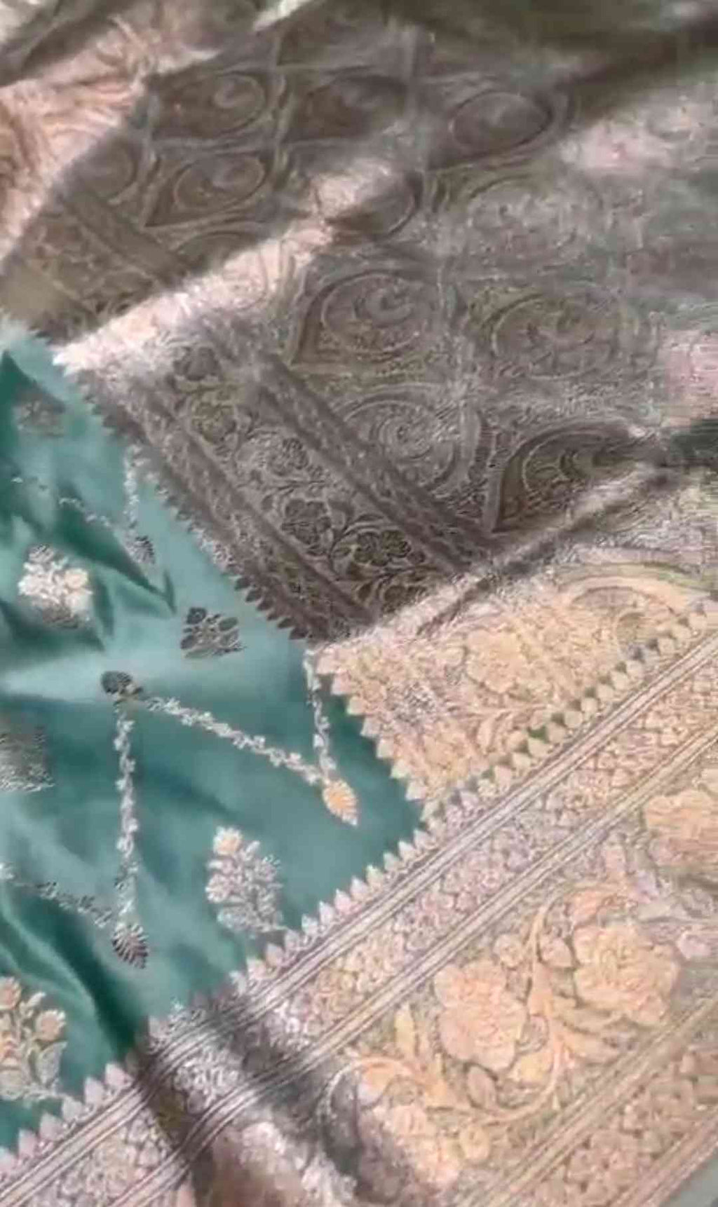 Pastel Turquoise Banarasi Satin Katan Silk Saree