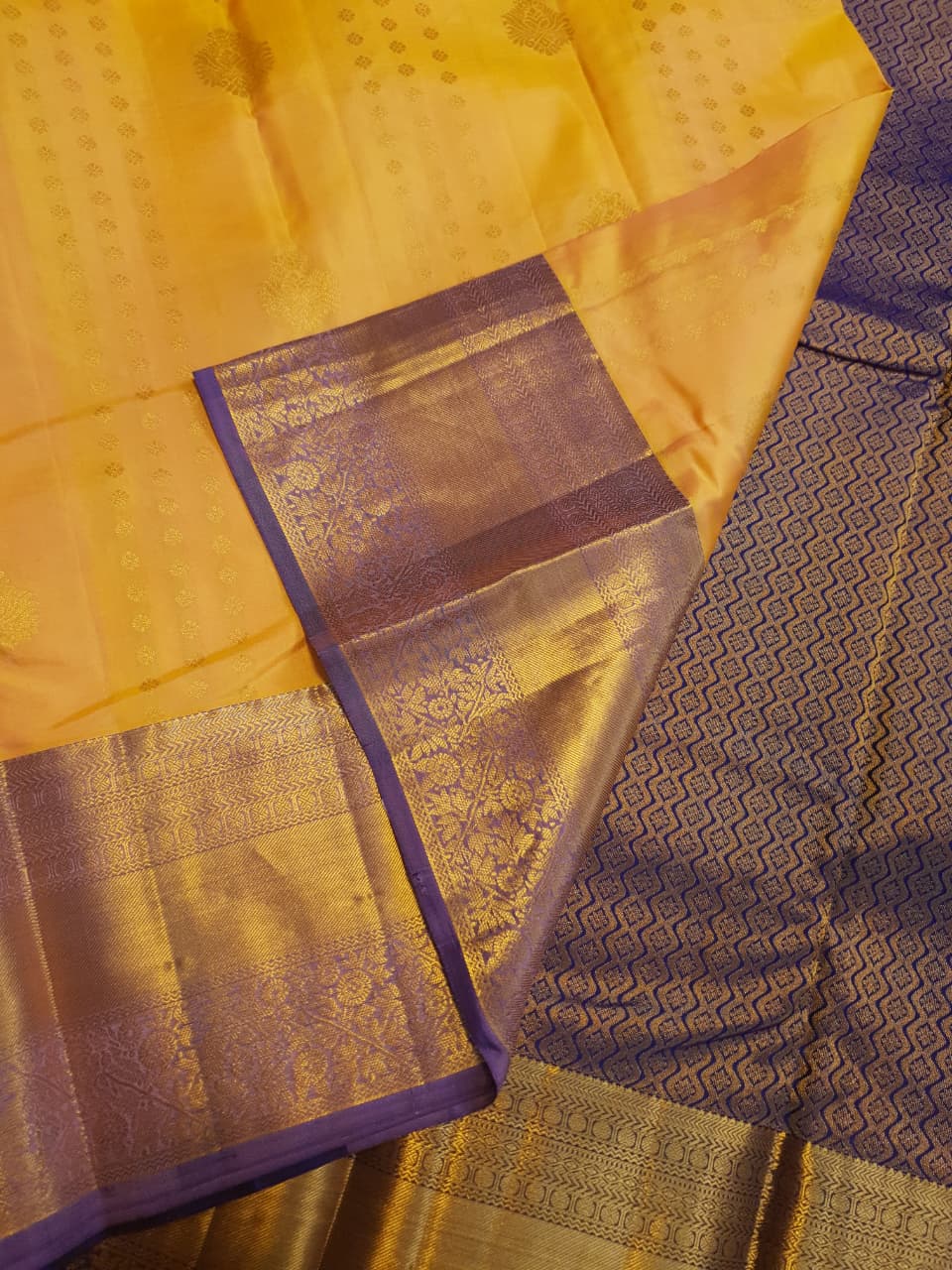 Golden Yellow Kanchipuram Handloom 2G Gold Pattu Silk Saree