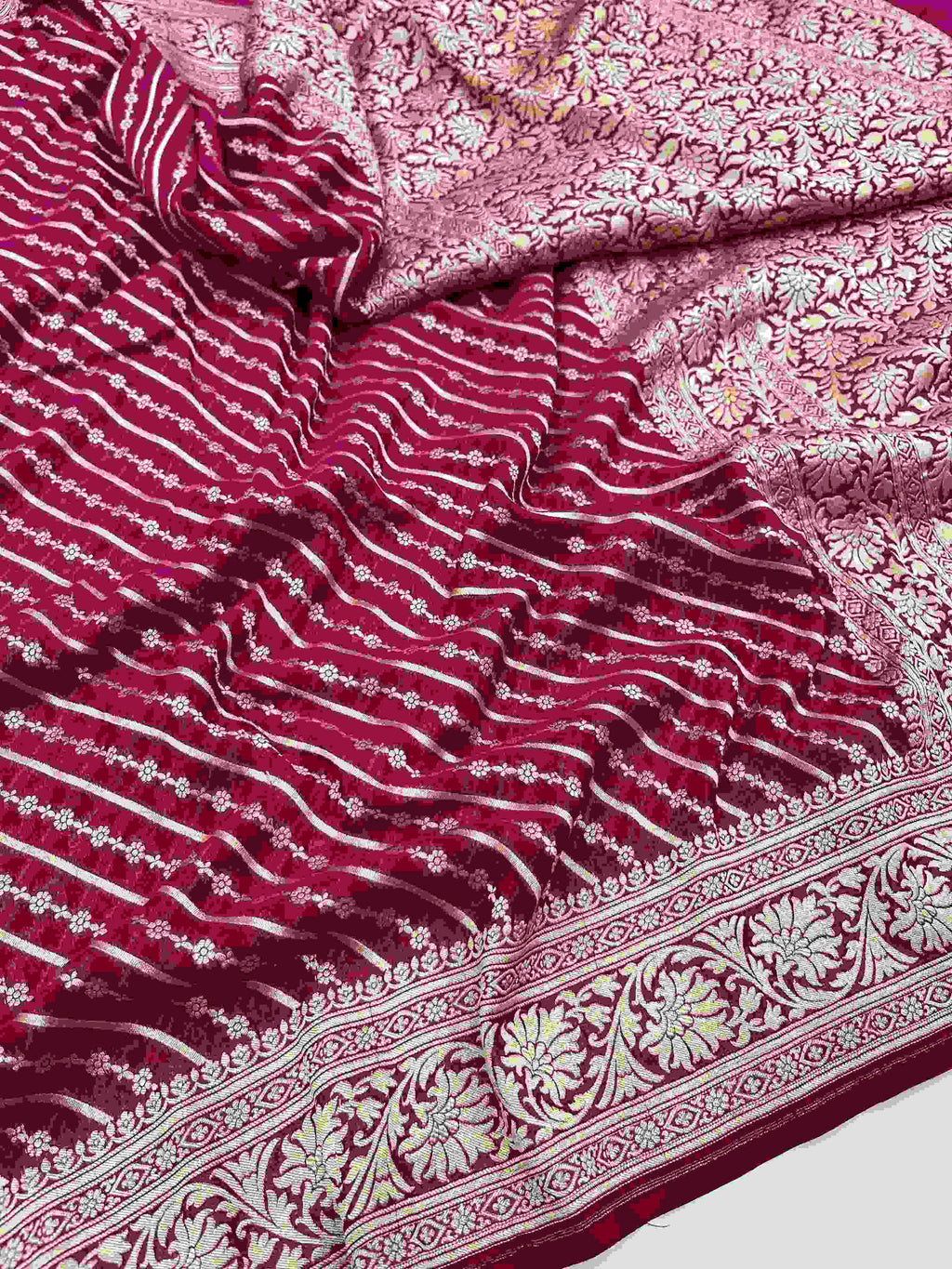 Brown Banarasi Handloom Antique Zari Georgette Silk Saree