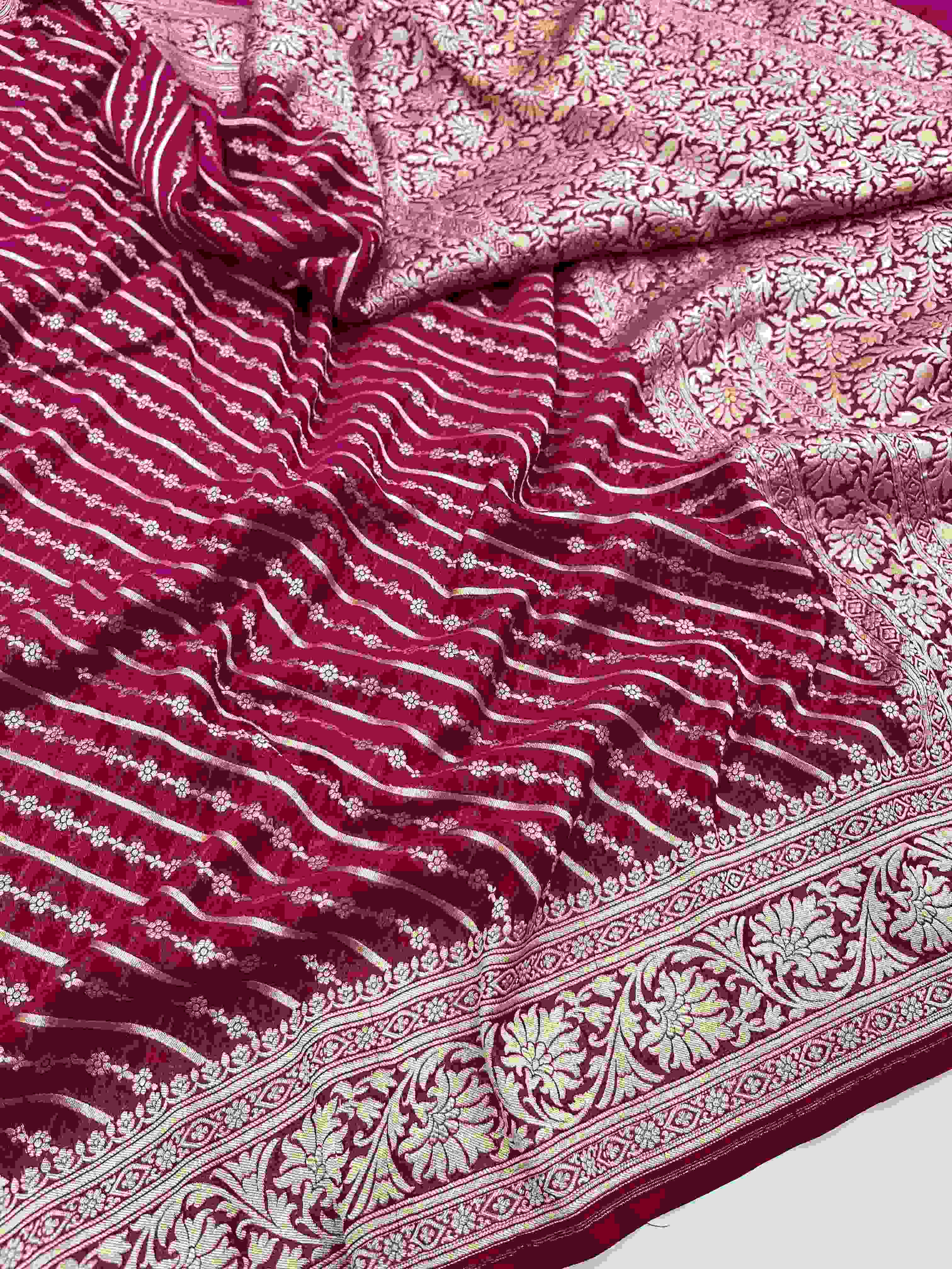 Brown Banarasi Handloom Antique Zari Georgette Silk Saree