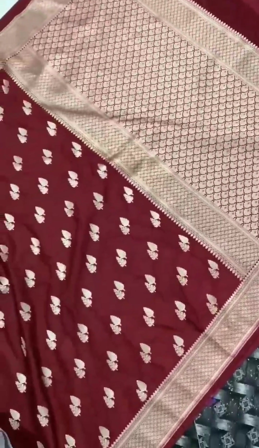 Maroon Banarasi Mashru Soft Silk Saree
