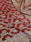 Red Banarasi Handloom Water Zari Georgette Silk Saree