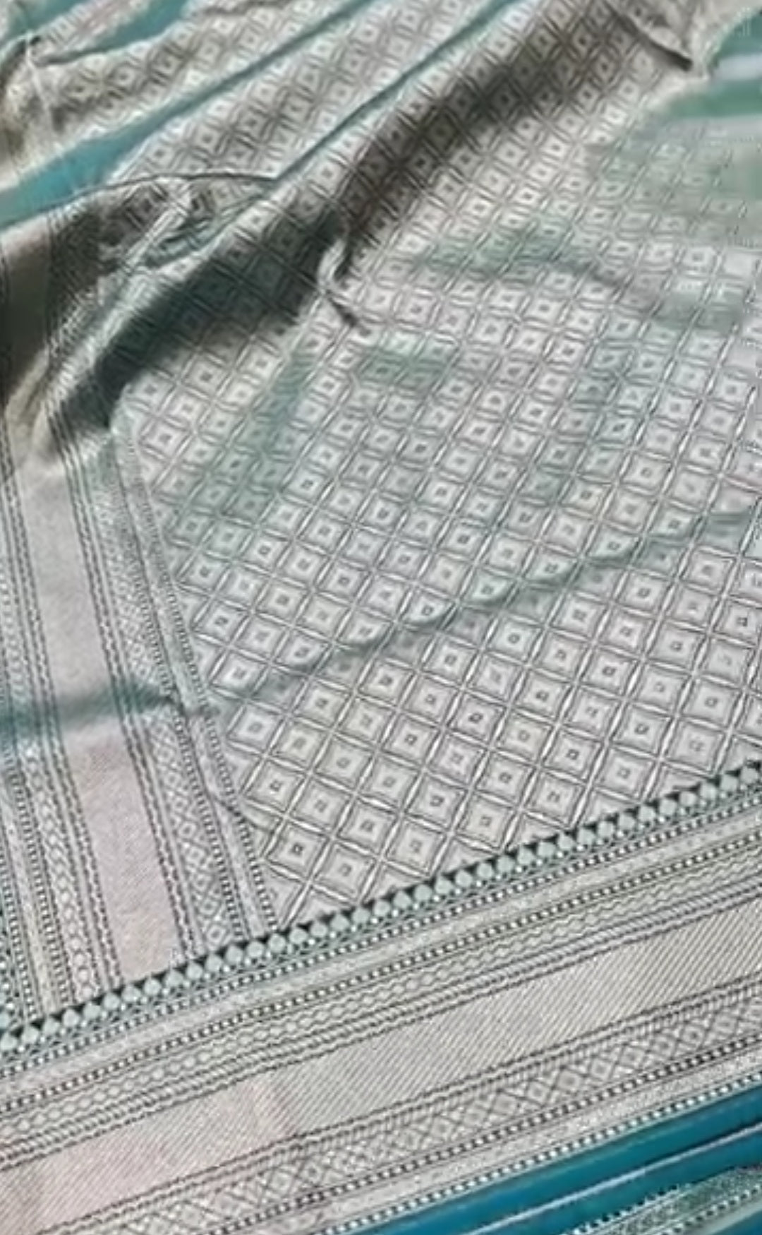 Dark Turquoise Banarasi Soft Katan Silk Lehriya Saree