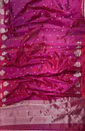 Hot Pink Chanderi Handloom Pattu Silk Meenakari Saree