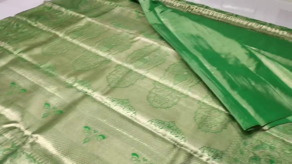 Green Kanchipuram Handloom Tissue Brocade Silk Saree