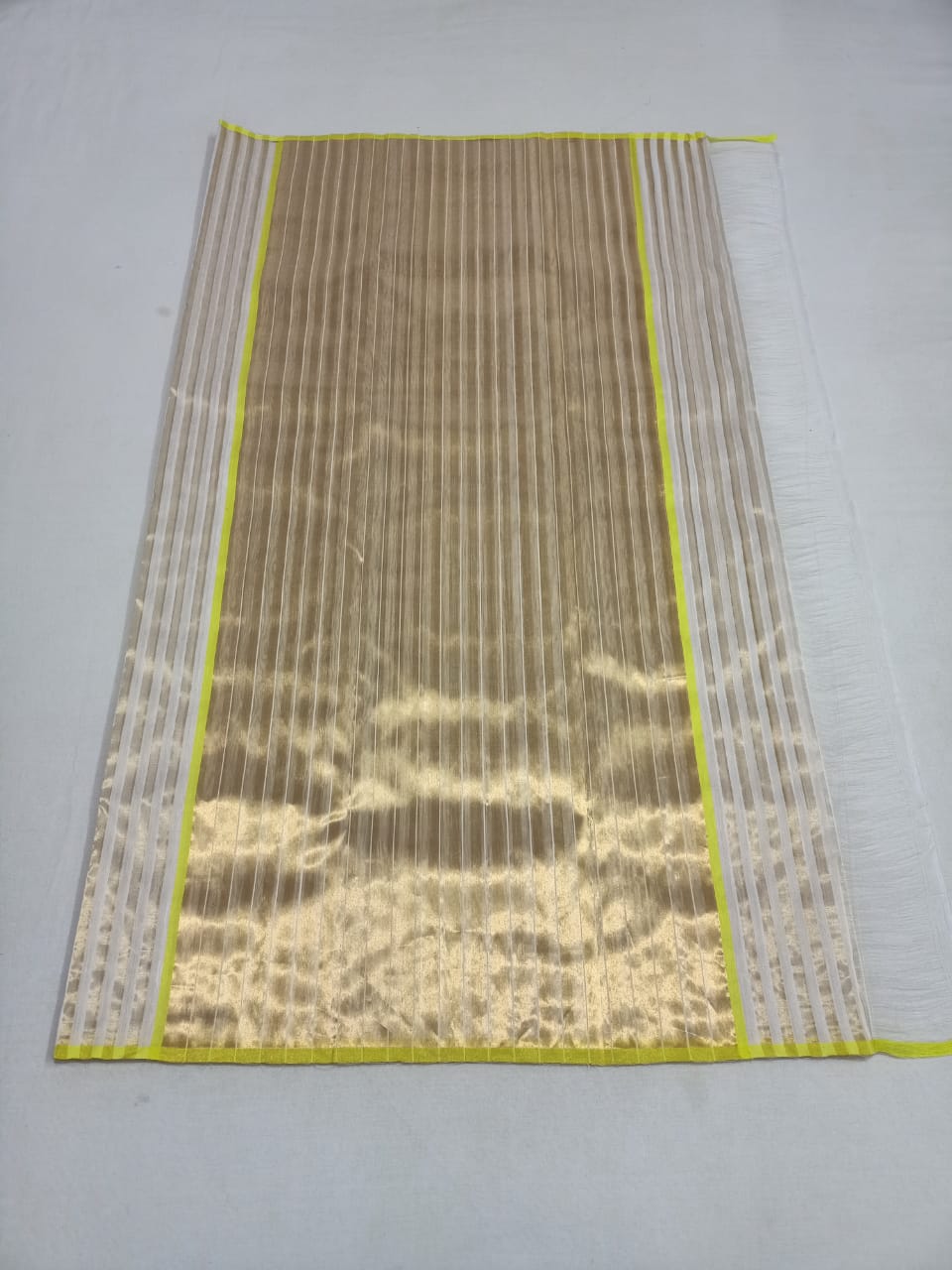 Cream Chanderi Handloom Cotton Silk Striped Saree