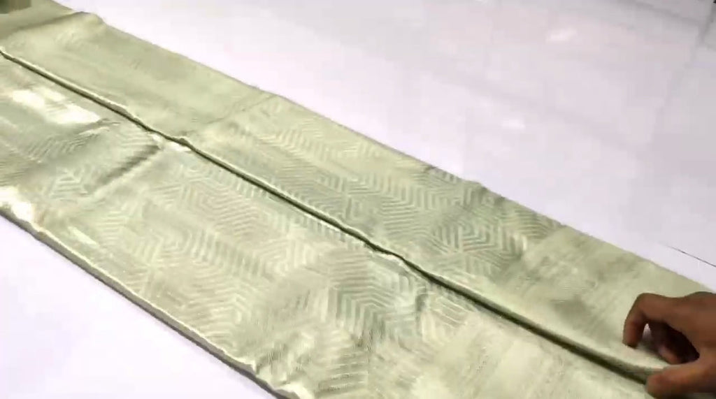 Pista Grøn Kanchipuram Håndvævet Tissue Brocade Silke Saree