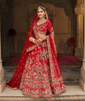 Designer Red Bridal Lehenga with Khatli Embroidery & Two Dupattas