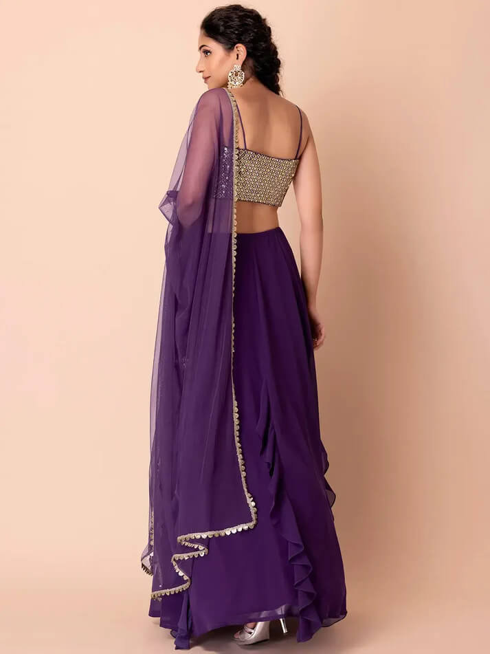 Purple Georgette Fancy Lehenga with Sequins Work