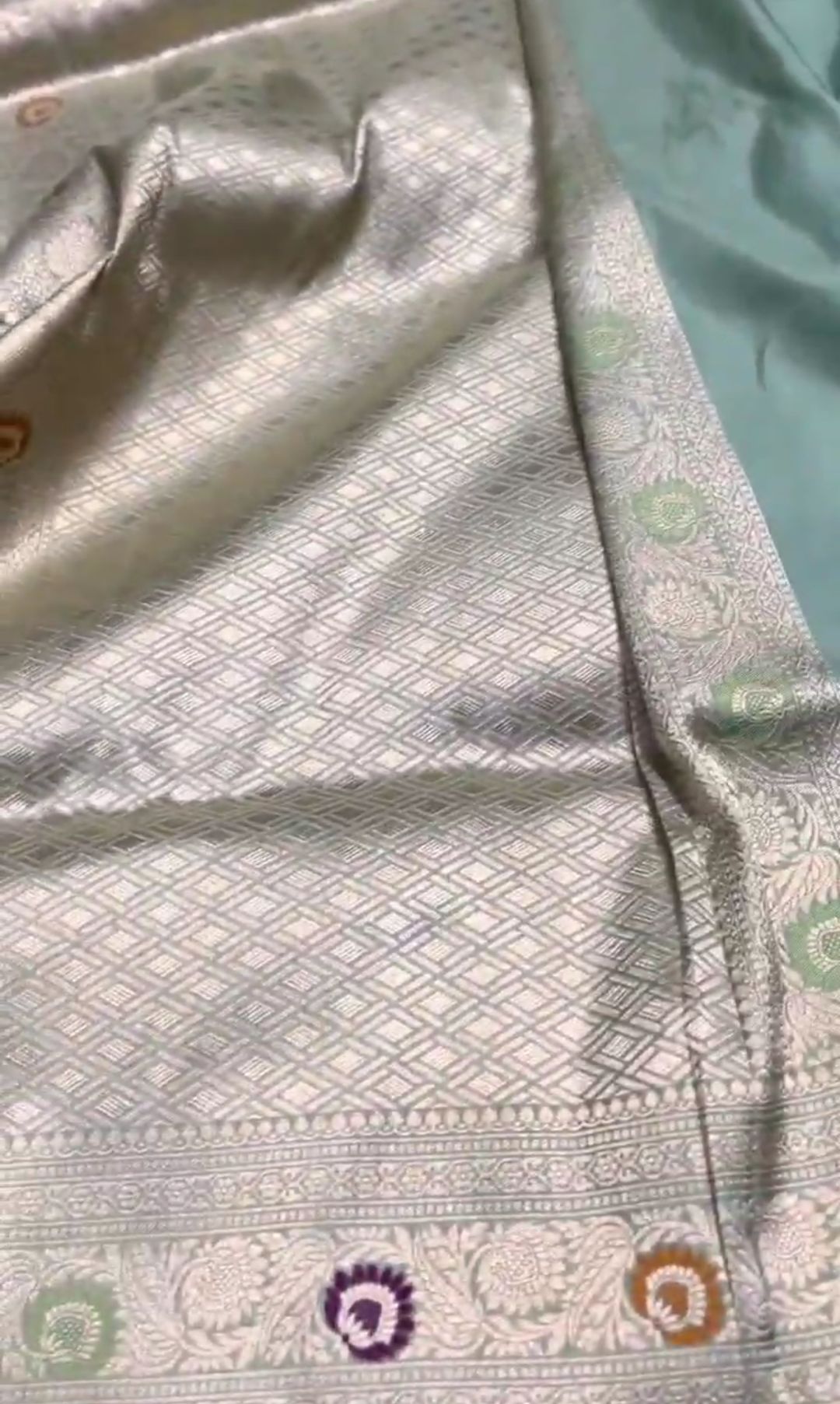 Pista Green Banarasi Handloom Katan Silk Meenakari Saree