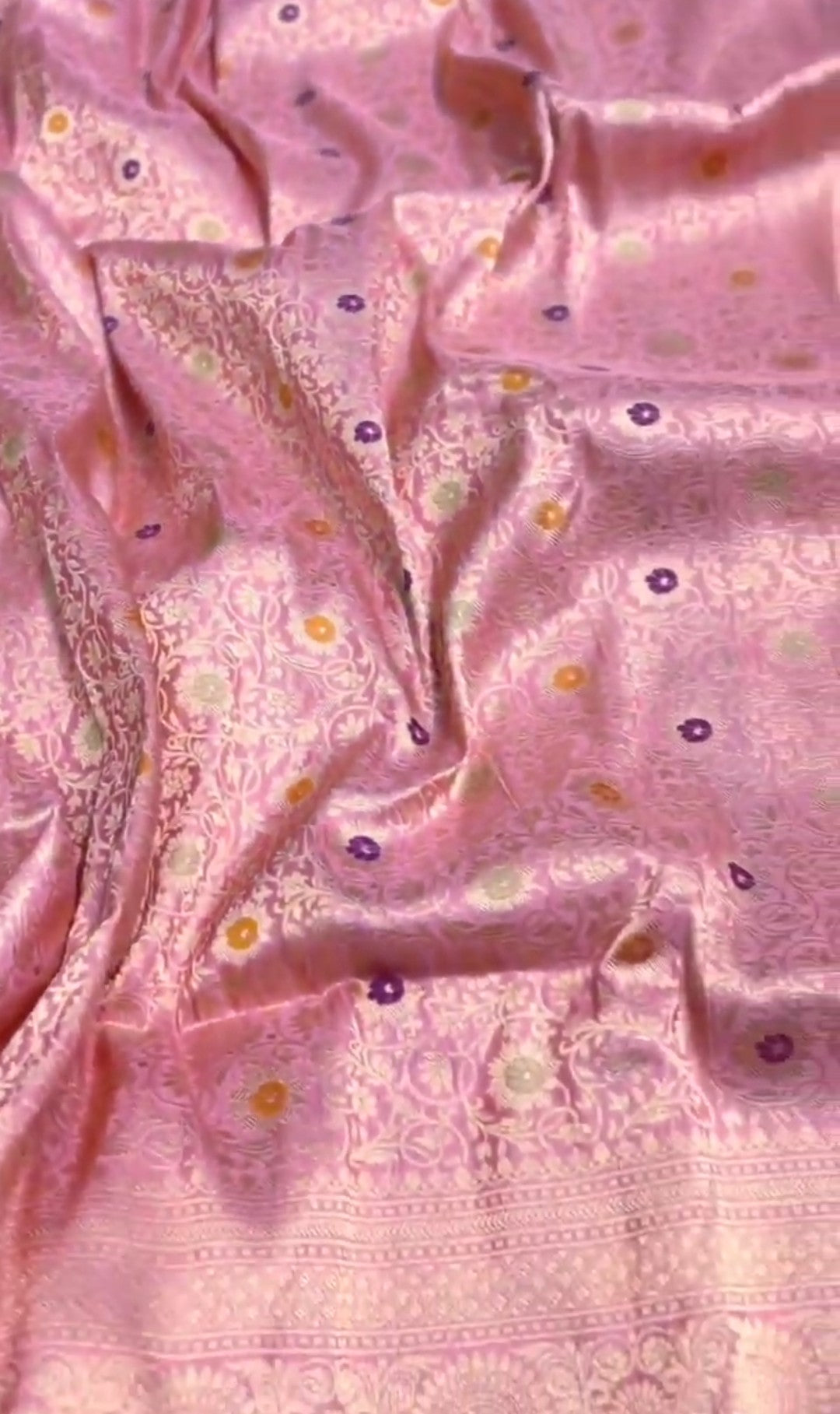Pink Banarasi Handloom Katan Silk Meenakari Saree