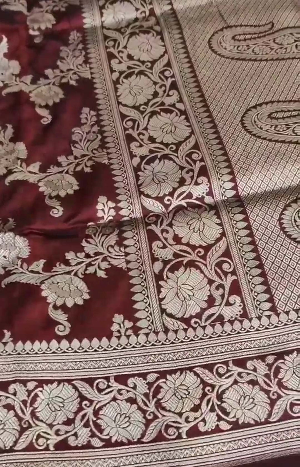 Maroon Banarasi Handloom Katan Silk Saree