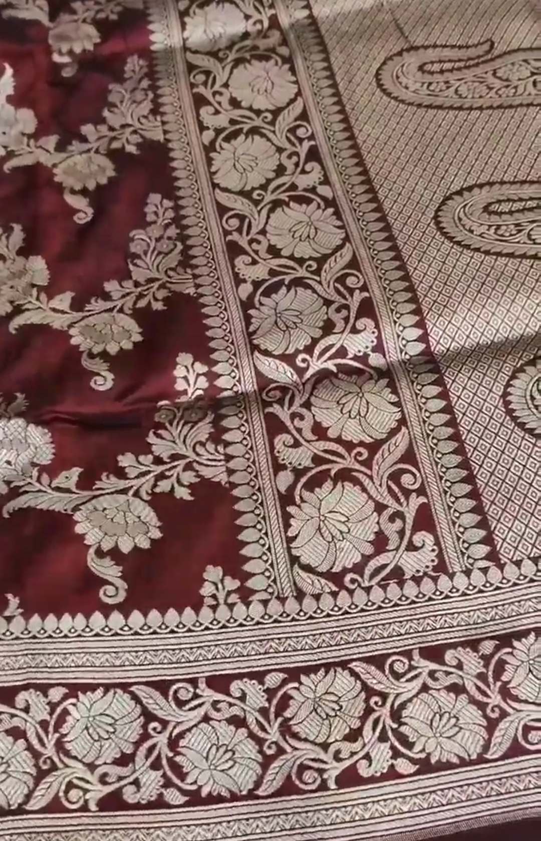 Maroon Banarasi Handloom Katan Silk Saree